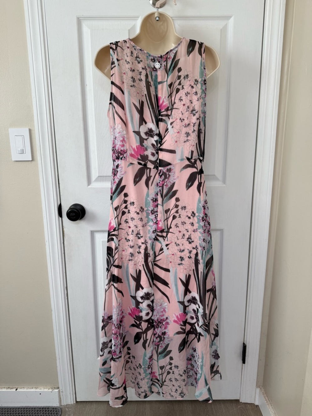 Tommy Hilfiger Pink Floral High Low Chiffon Midi Dress Size 12 - Picture 4 of 14
